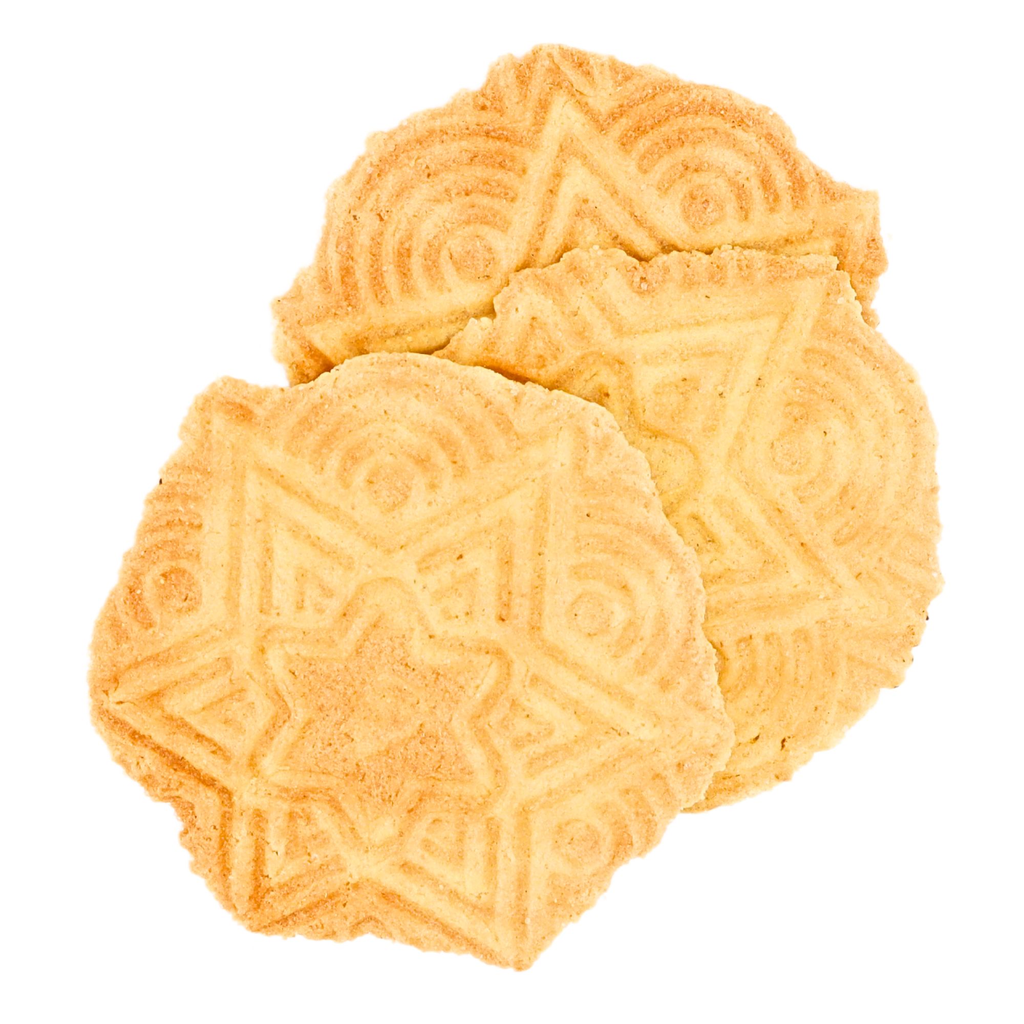 Drei klassische Plätzchen mit sternförmigem Muster, perfekt für die Weihnachtszeit