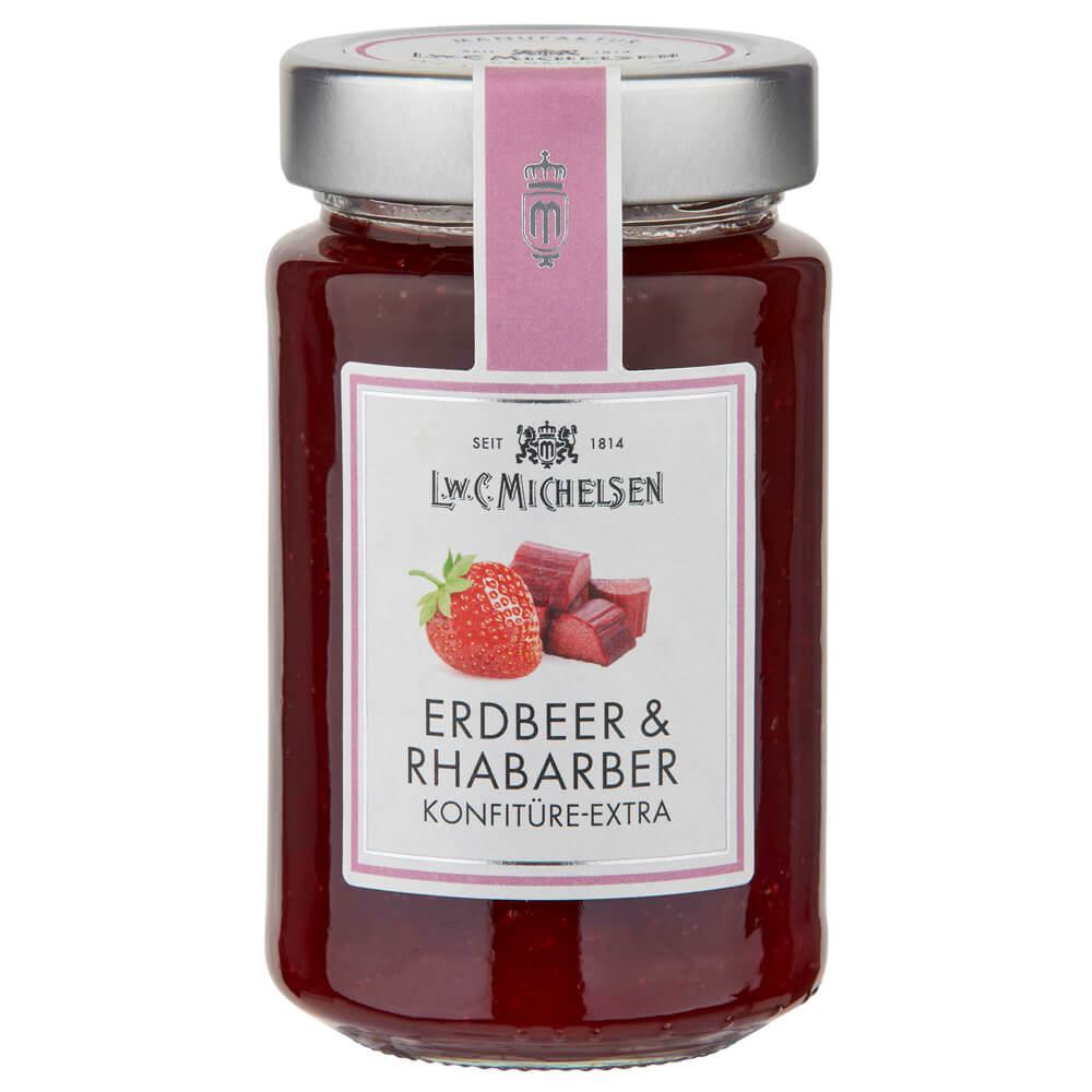 Erdbeer & Rhabarber Konfitüre -Extra-: Unsere Erdbeer & Rhabarber Konfitüre -Extra- ist ein wahrer Genuss für Feinschmecker....