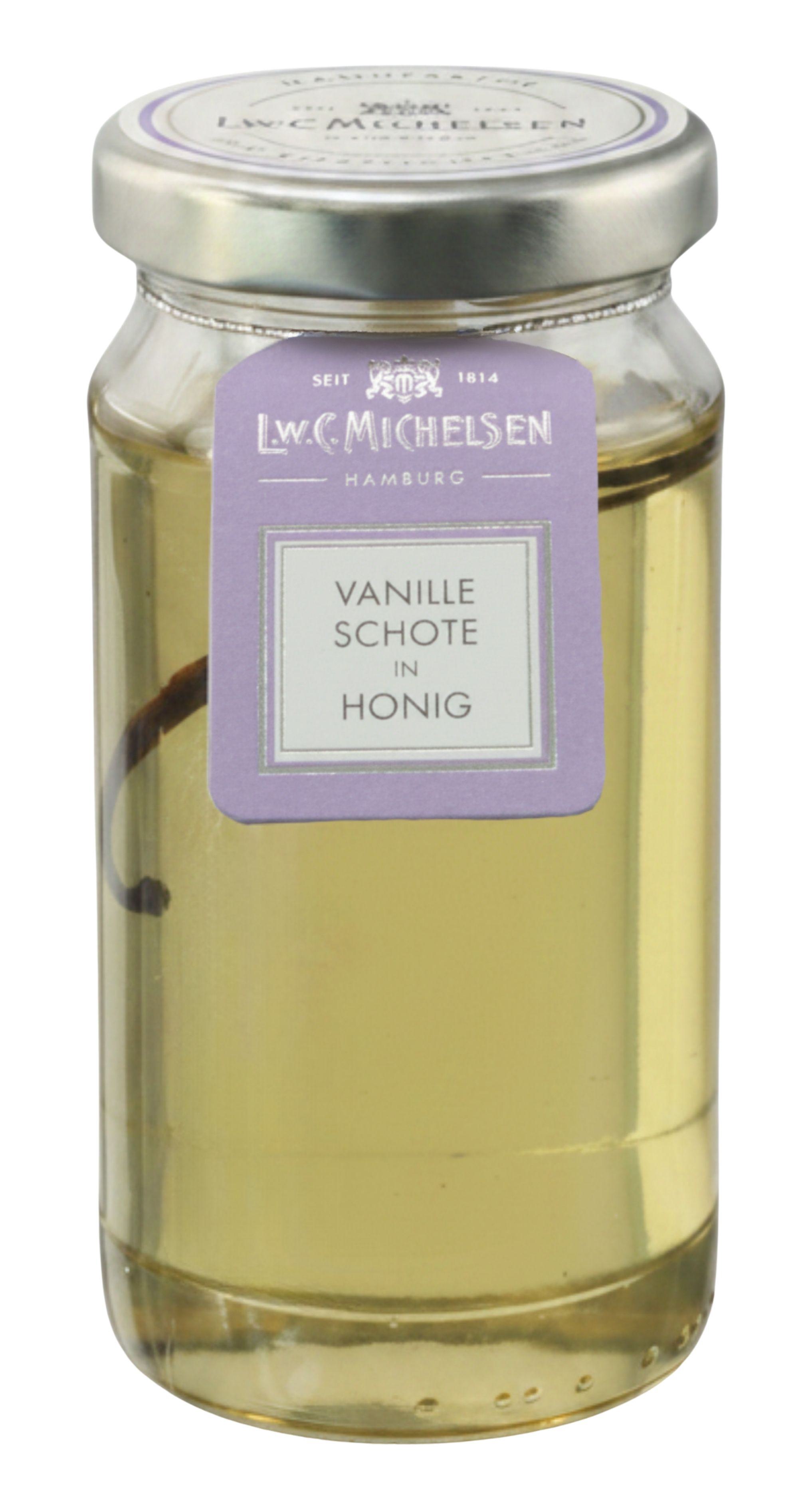 L.W.C. Michelsen Vanilleschote in Honig im Glas mit lila Etikett