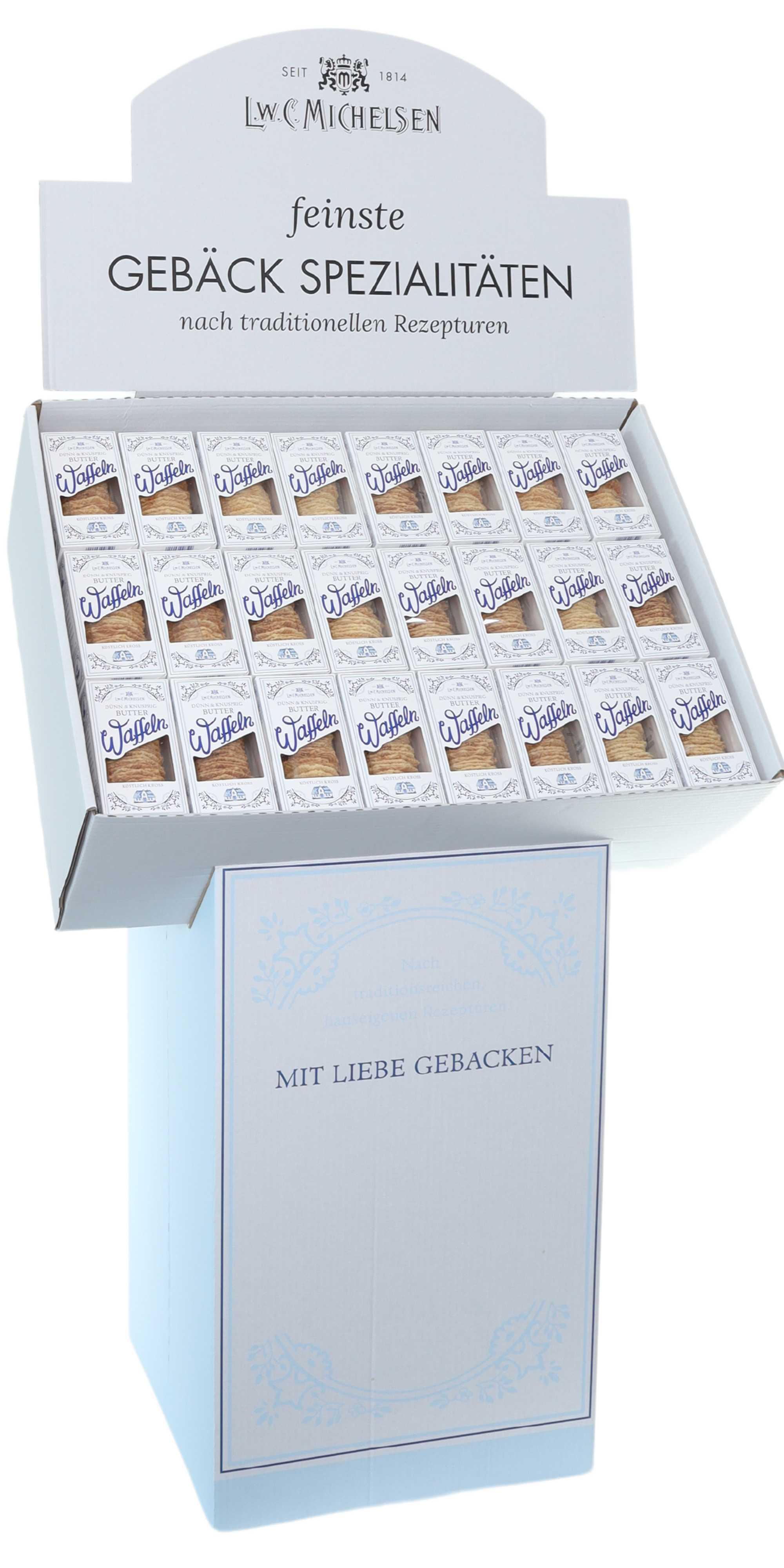 Butterwaffeln-Display IV: Unsere Zuckerbäcker-Butter-Waffeln sind ein wahres Meisterwerk der Feinkostkunst. Seit 1814...