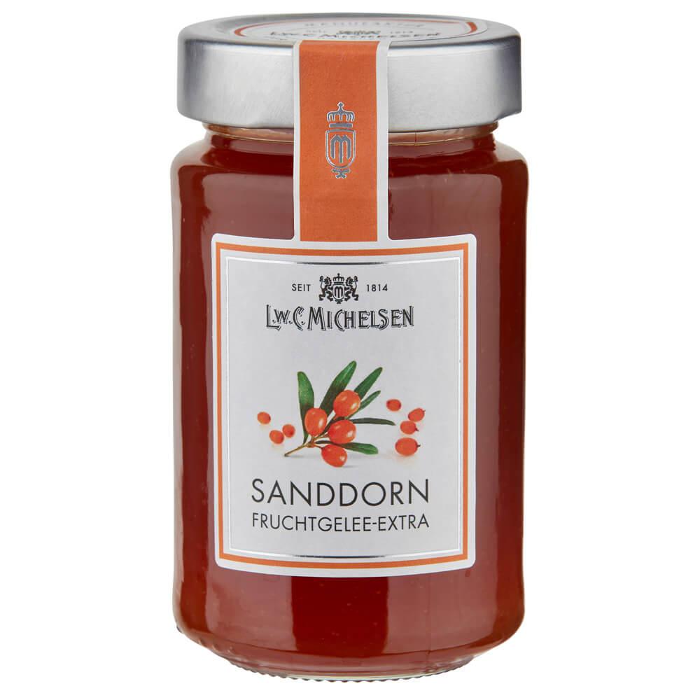 Sanddorn Gelee -Extra-: Unser Sanddorn-Gelee -Extra- ist eine nordische Delikatesse, die durch ihre weich-samtige Konsistenz...