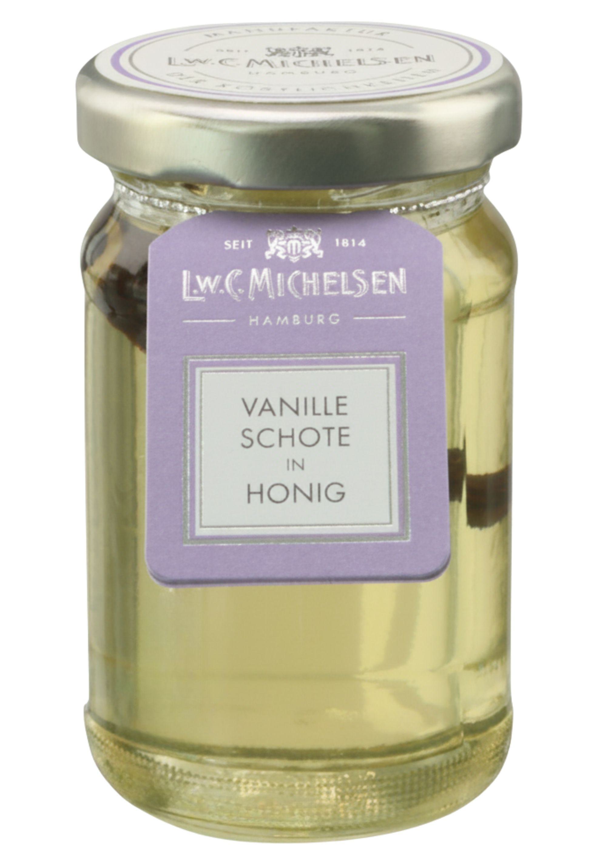 L.W.C. Michelsen Vanilleschote in Honig im Glas mit lila Etikett