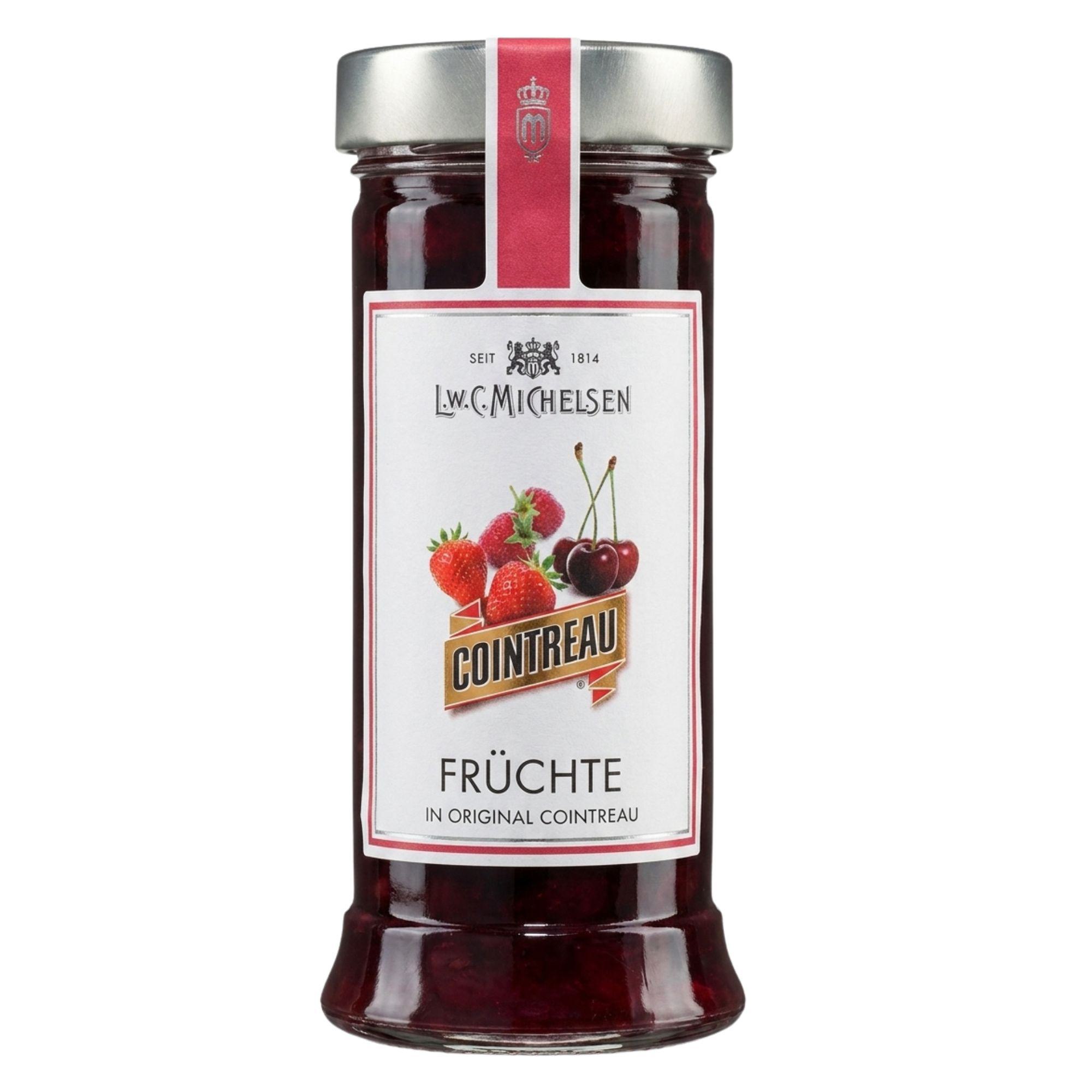 L.W.C. Michelsen Früchte in Original Cointreau im Glas mit Erdbeeren und Kirschen