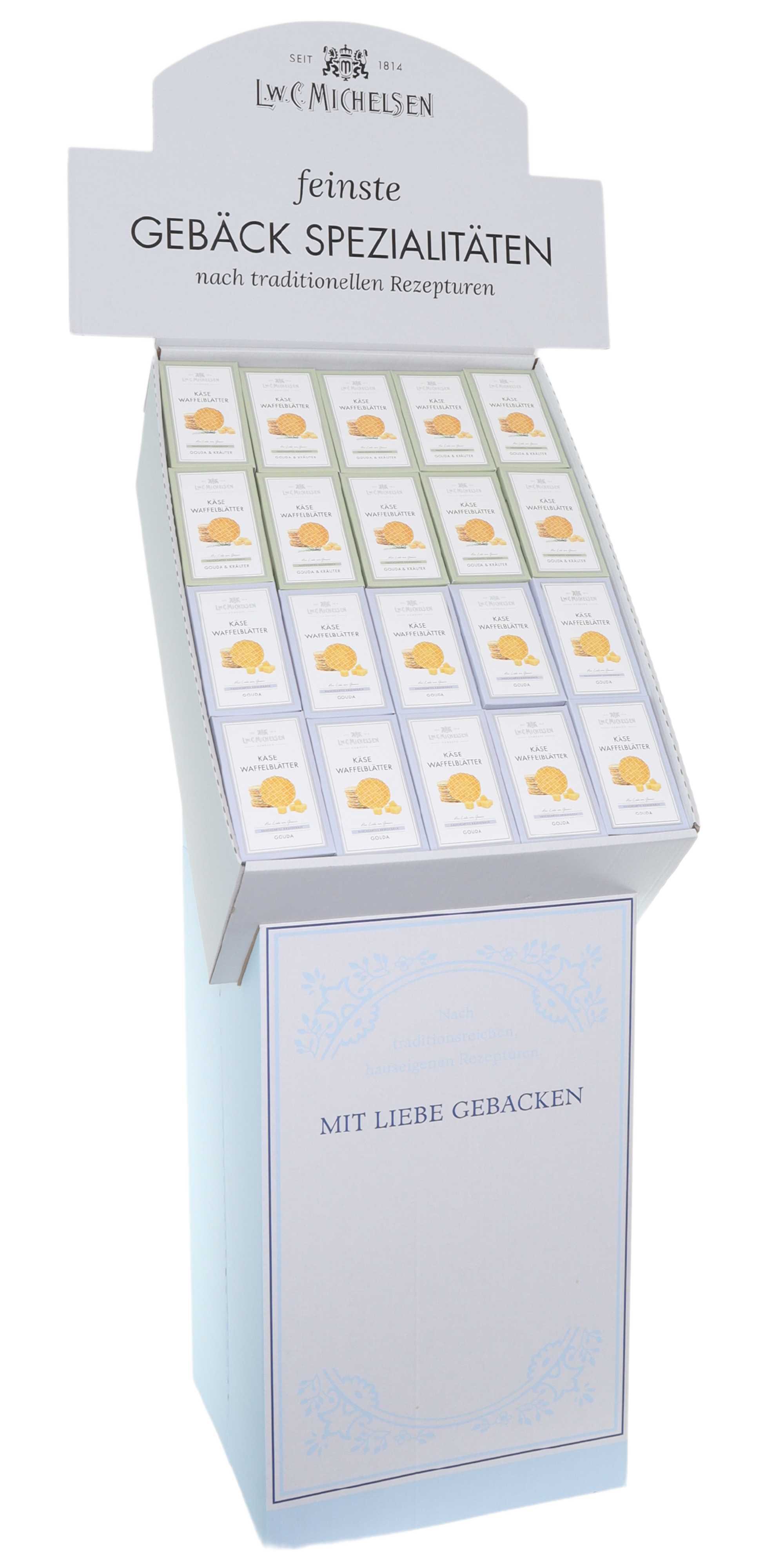 Käse-Waffel-Blätter Display I: Tauchen Sie ein in die Welt der feinen Genüsse mit unserem Käse-Waffel-Blätter Display I....