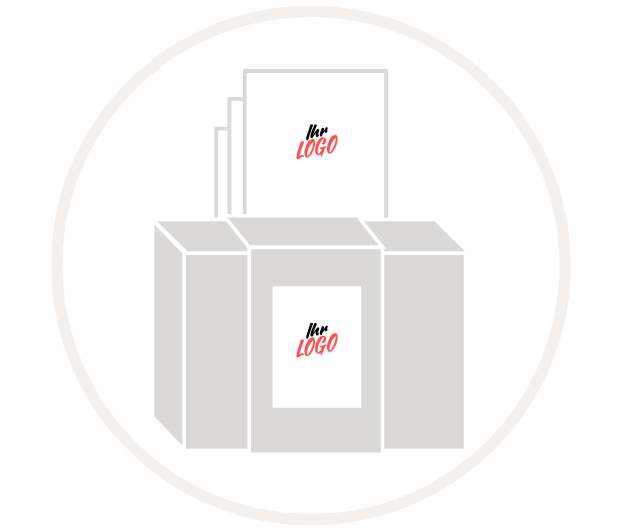 Illustration von Kartons mit individuell gestaltbarem Logo