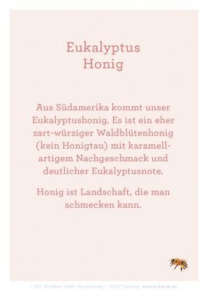 Eukalyptus-Honig Miniatur: Fruchtig-würzig, mit einer leichten Eukalyptusnote