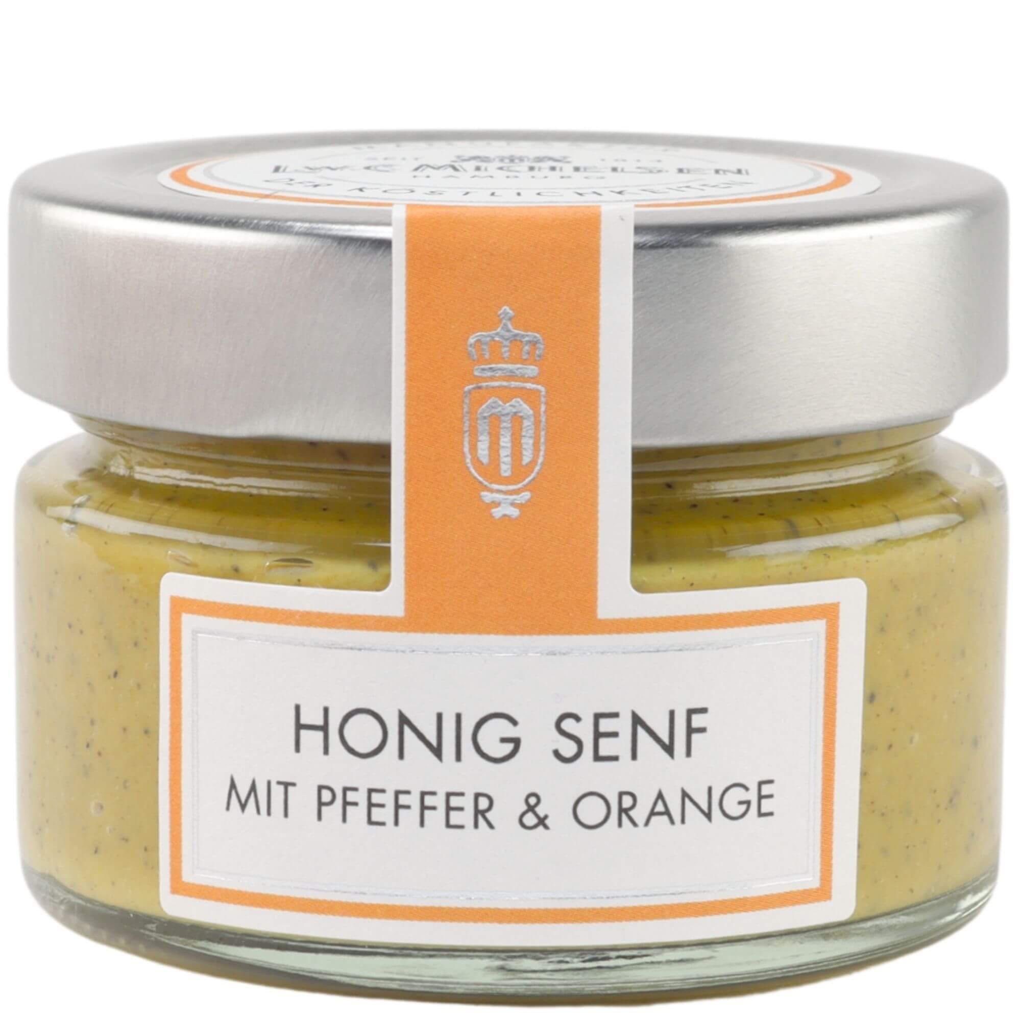 Honig-Senf mit Pfeffer & Orange: Tauchen Sie ein in die Welt der exquisiten Feinkost mit unserer Honig-Senf-Sauce,...