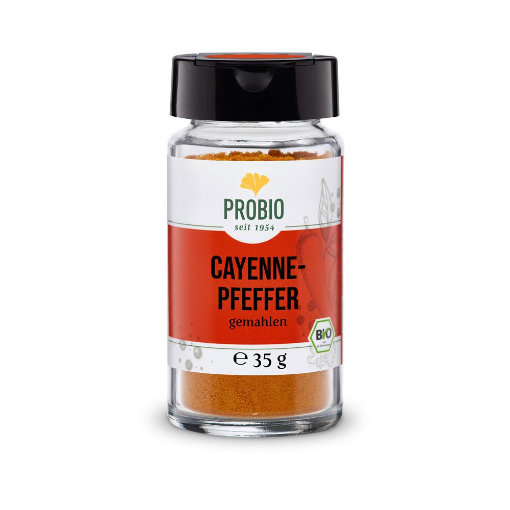 Probio: Cayennepfeffer gemahlen 35g Glas (BIO): Unser PROBIO Cayennepfeffer gemahlen im 35g Glas bringt eine intensive...