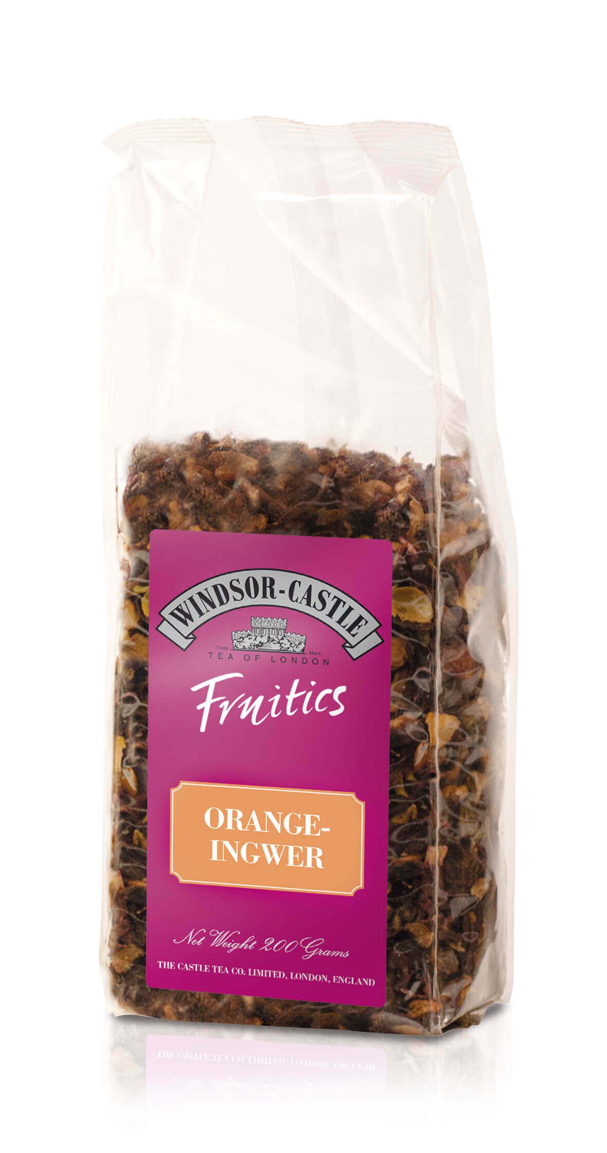 Windsor-Castle: Orange-Ingwer 200g Tüte: Entdecken Sie den Windsor-Castle Orange-Ingwer Früchtetee, eine exquisite Mischung,...