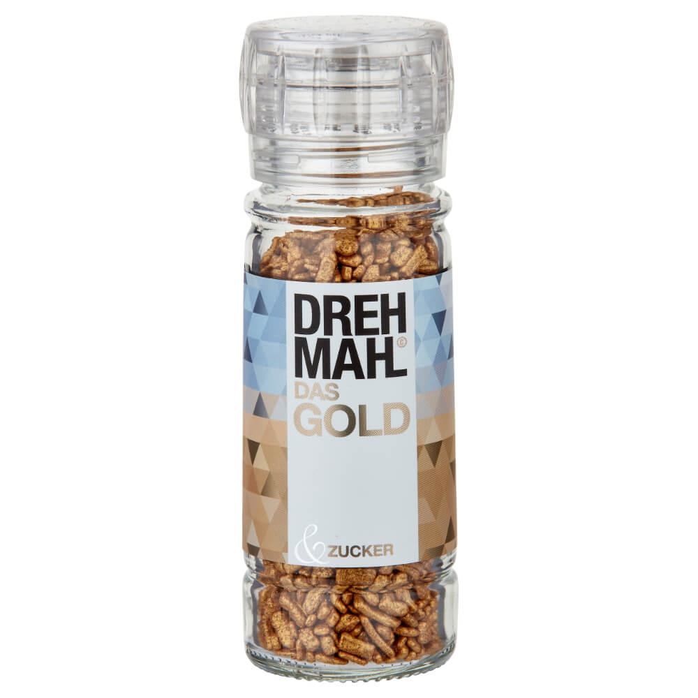 DREHMAHL© das Gold: Entdecken Sie den goldfarbenen Hagelzucker in unserer exklusiven Drehmahl©-Aromamühle – ein wahres...