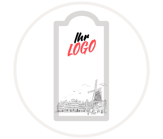 Platzhalterbild mit Aufschrift 'Ihr Logo', darunter eine Zeichnung einer Stadt mit Windmühle