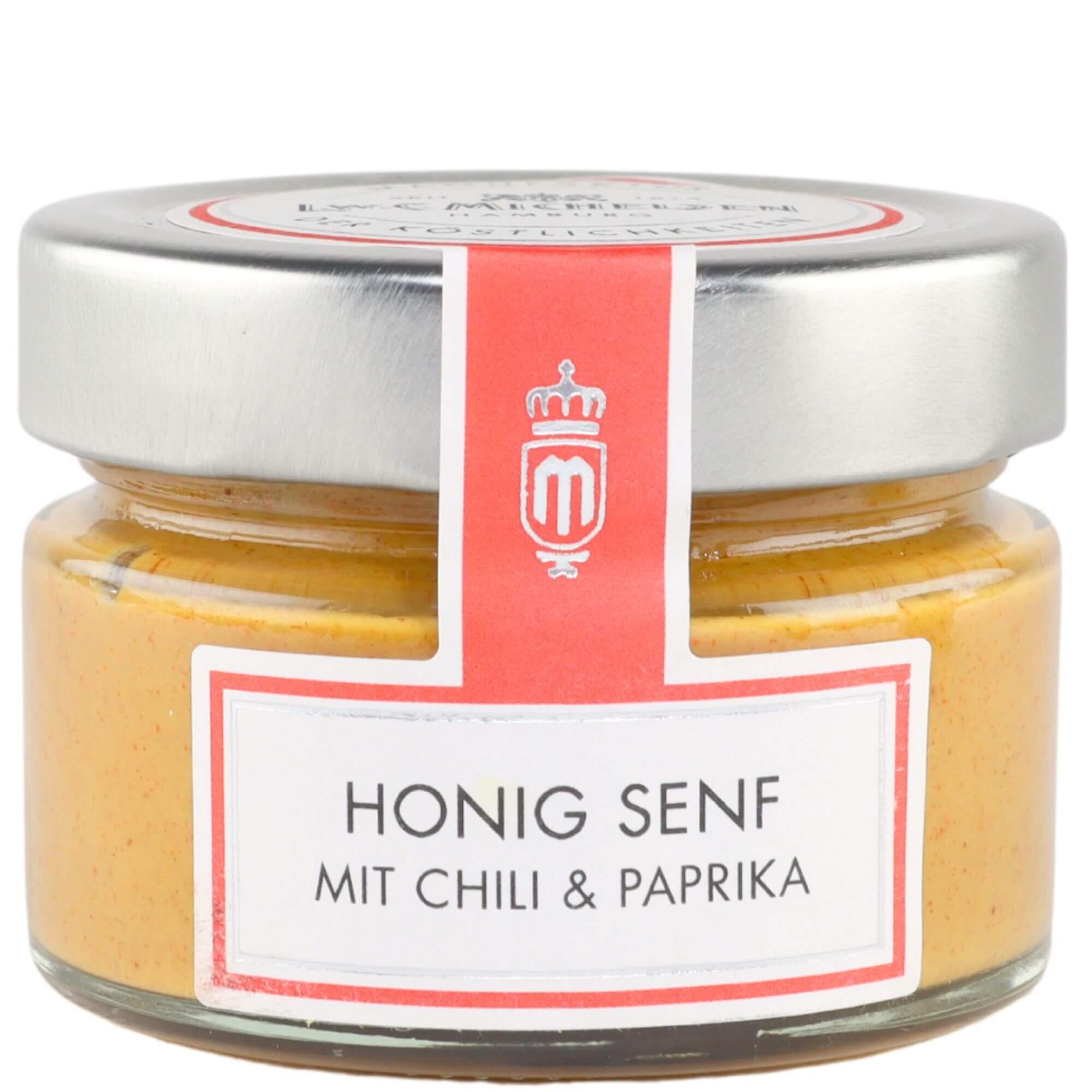 Honig-Senf mit Chili & Paprika: Entdecken Sie die exquisite Honig-Senf-Spezialität von L.W.C. Michelsen, die seit 1814 für...