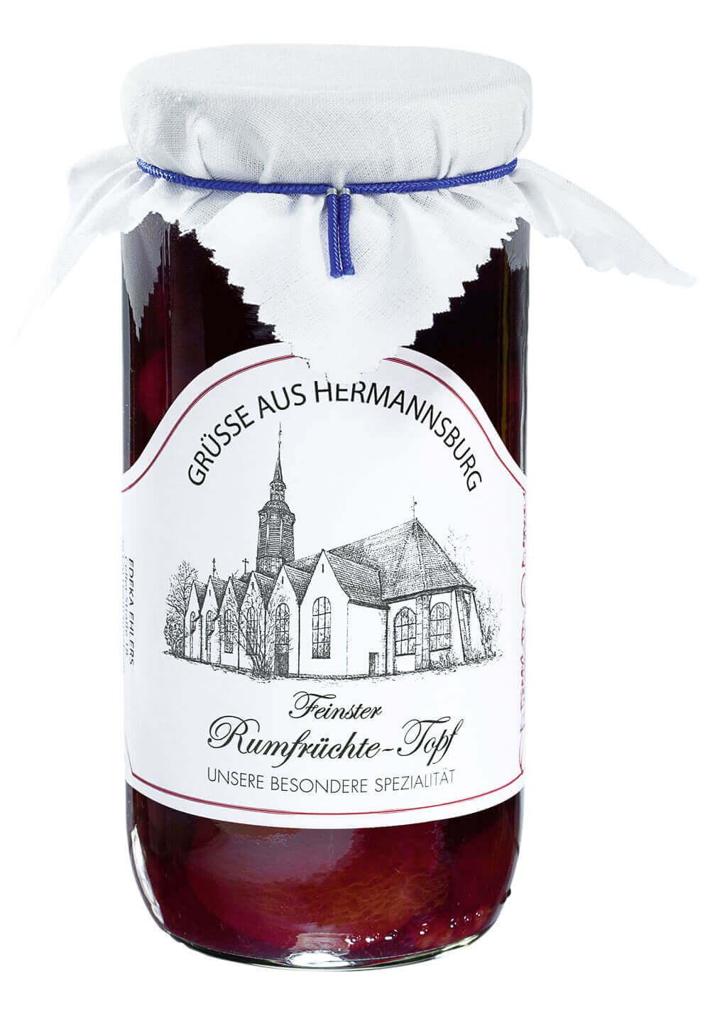 Rumtopf -Ihre Eigenmarke  weisses Tuch : Tauchen Sie ein in die Welt des Genusses mit unserem exquisiten Rumtopf. Seit...