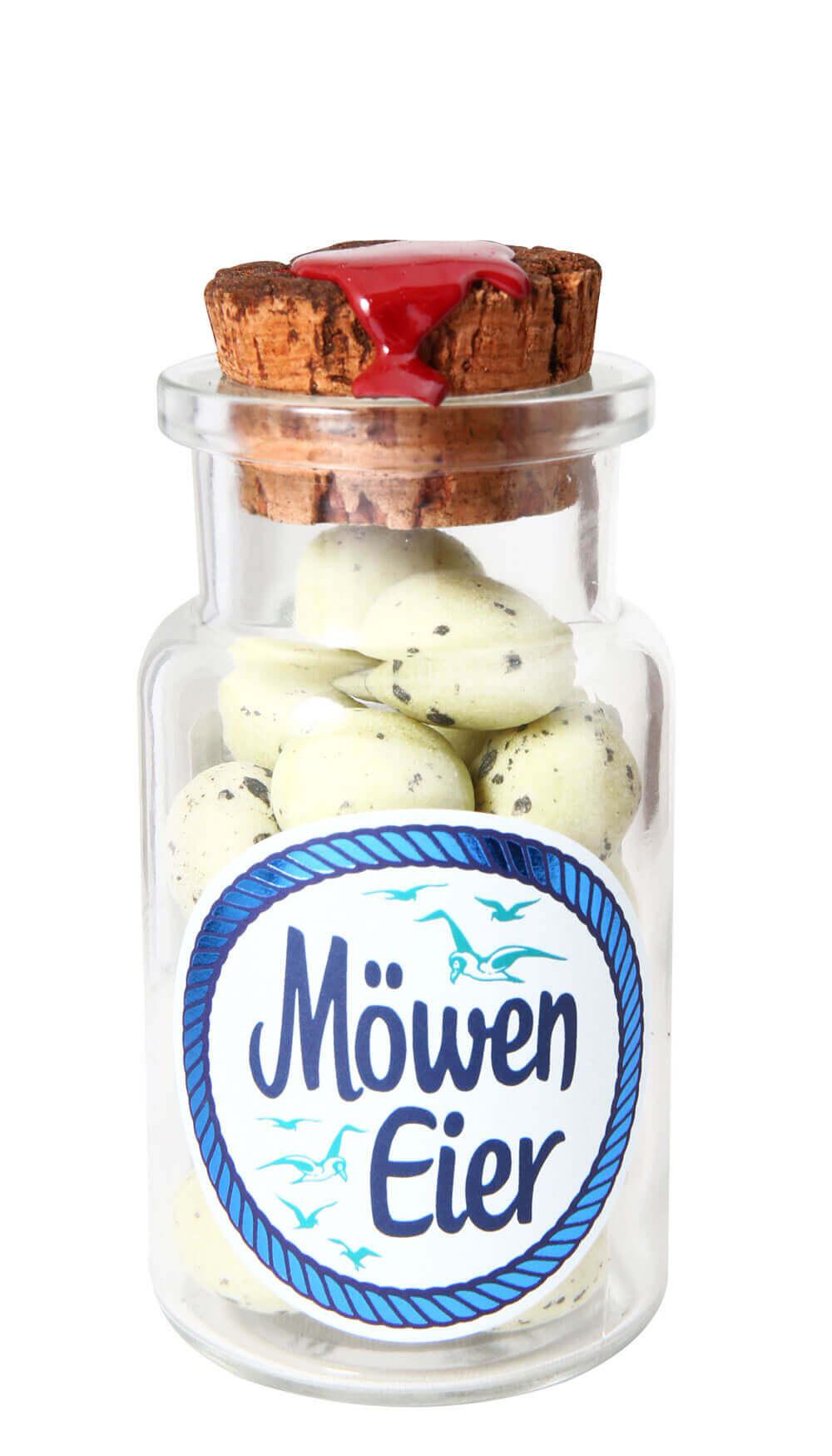 Süße Möwen-Eier -klein-: Unsere süßen Möwen-Eier im kleinen Apothekerglas sind ein wahres Fest für die Sinne. Knusprig...