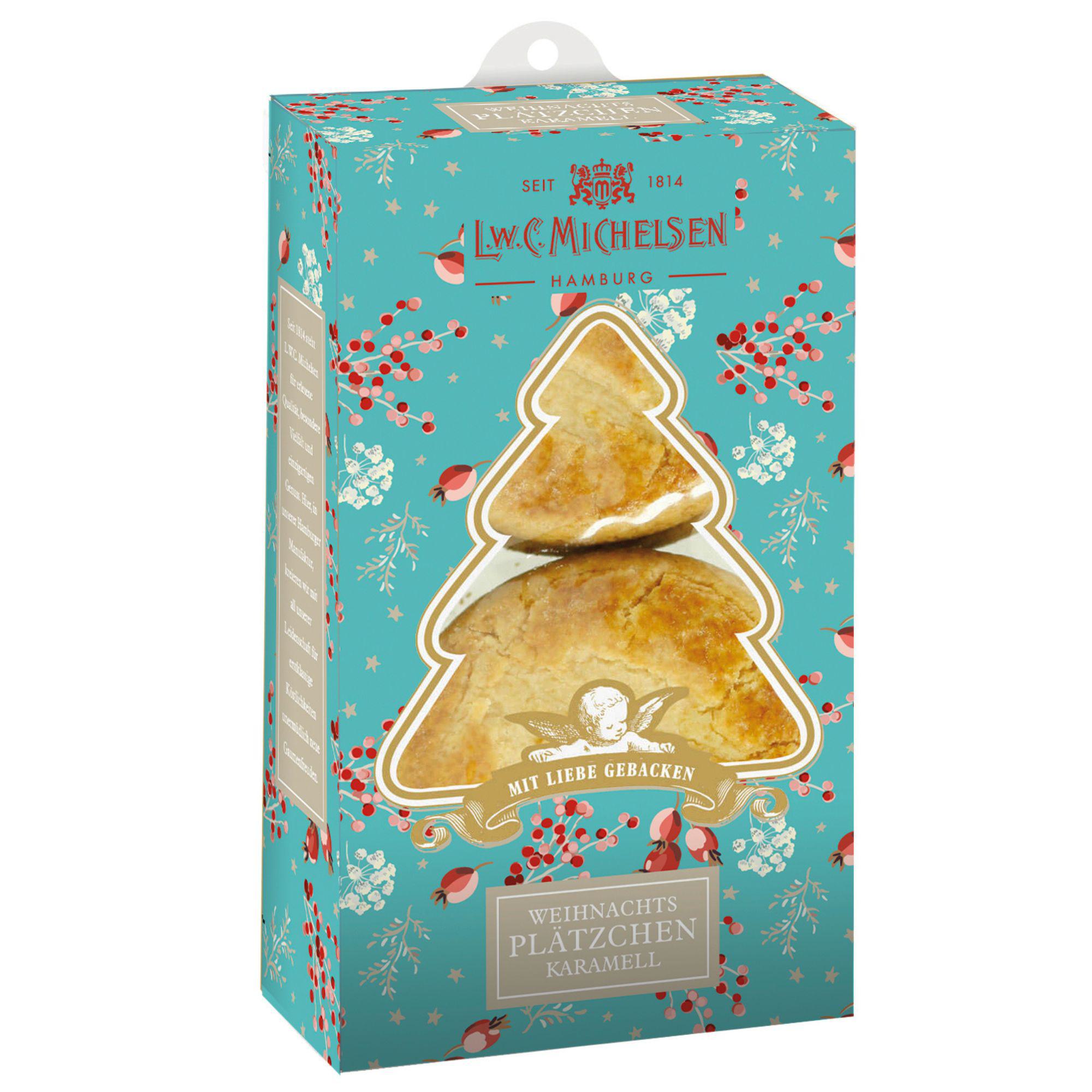 L.W.C. Michelsen Weihnachts-Plätzchen Karamell in türkiser Box
