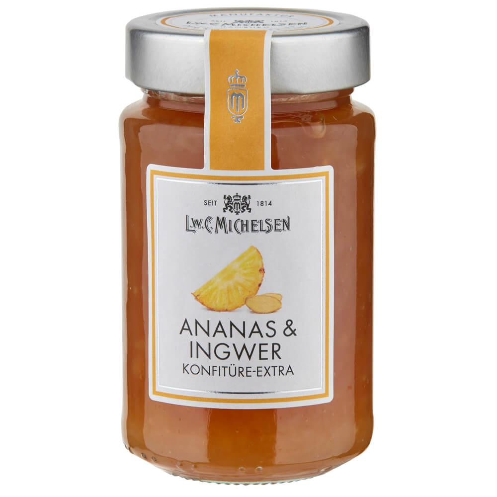 Ingwer & Ananas Konfitüre -Extra-: Unsere Ingwer & Ananas Konfitüre -Extra- vereint sonnenreife, süße Ananas mit der feinen...
