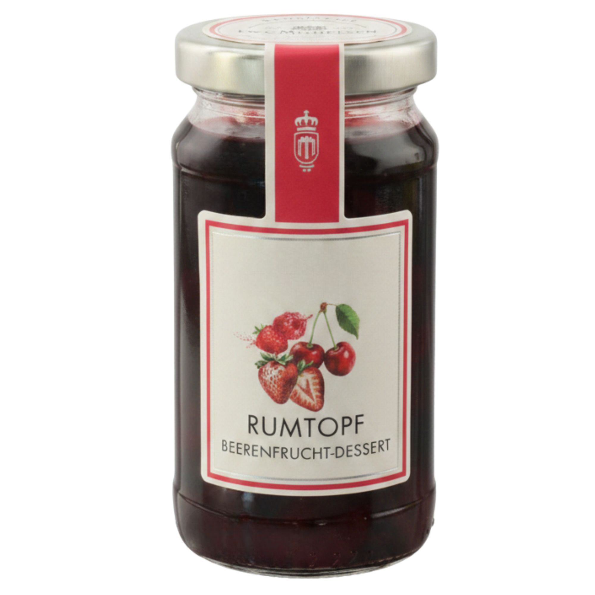L.W.C. Michelsen Rumtopf Beerenfrucht-Dessert im Glas mit Erdbeeren und Kirschen