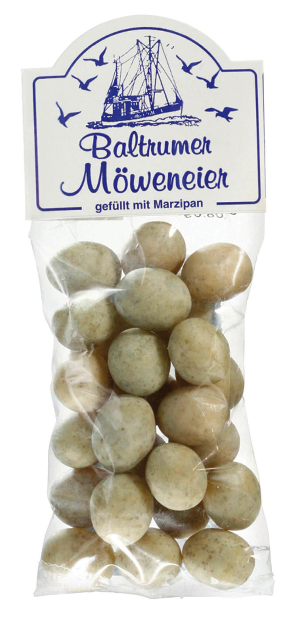 Süße Möwen-Eier -Ihre Eigenmarke -Beutel-: Tauchen Sie ein in eine Welt voller Genuss mit unseren Marzipan-Möweneiern....