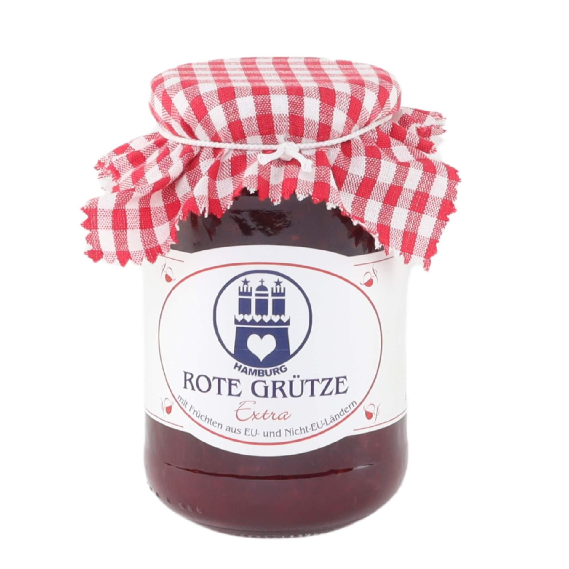 Rote Grütze Eigenmarke mit Hamburg-Etikett